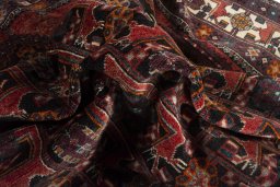 Close-up detail of 2000s Hamedan rug from Iran / Persia showing Wool weave