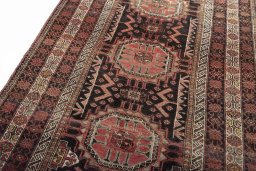 Backside of handmade 2000s Hamedan rug showing knot structure and weave density