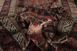 Close-up detail of 2000s Hamedan rug from Iran / Persia showing Wool weave
