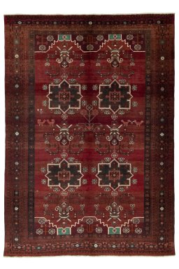 Full view of 2000s Hamedan rug from Iran / Persia, 291 × 205 cm in Red tones