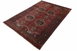 Corner detail of 2000s Hamedan rug showing border pattern and Wool pile
