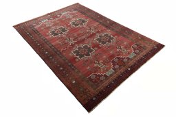 Close-up detail of 2000s Hamedan rug from Iran / Persia showing Wool weave