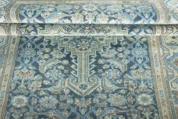 Close-up detail of 1950s Hamedan rug from Iran / Persia showing Wool weave