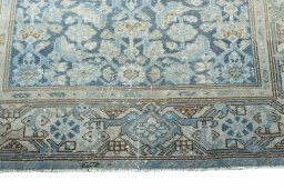 Full view of 1950s Hamedan rug from Iran / Persia, 197 × 124 cm in Blue tones