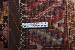 Close-up detail of 2000s Hamedan rug from Iran / Persia showing Wool weave