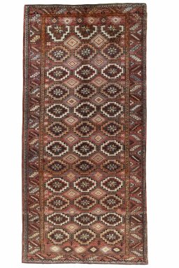 Full view of 2000s Hamedan rug from Iran / Persia, 306 × 147 cm in Red tones