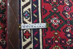 Close-up detail of New Hamedan rug from Iran / Persia showing Wool weave