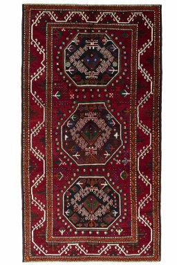 Full view of 2000s Hamedan rug from Iran / Persia, 295 × 162 cm in Red tones