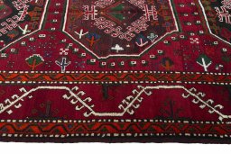 Close-up detail of 2000s Hamedan rug from Iran / Persia showing Wool weave