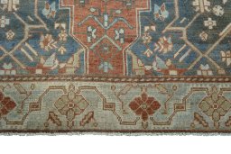 Full view of 1950s Hamedan rug from Iran / Persia, 205 × 125 cm in Red tones