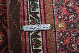 Close-up detail of New Hamedan rug from Iran / Persia showing Wool weave
