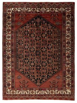 Full view of 1970s Hamedan rug from Iran / Persia, 273 × 206 cm in Blue tones