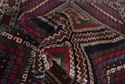 Corner detail of 2000s Hamedan rug showing border pattern and Wool pile