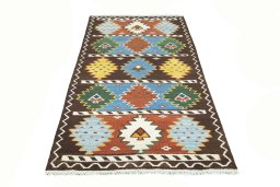 Close-up detail of New Hamedan rug from Iran / Persia showing Wool weave