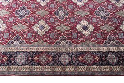 Full view of New Hamedan rug from Iran / Persia, 307 × 204 cm in Red tones