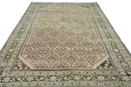 Surface texture of 1970s Hamedan rug with natural Wool and intricate pattern