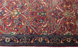 Close-up detail of New Hamedan rug from Iran / Persia showing Wool weave