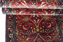 Full view of New Hamedan rug from Iran / Persia, 327 × 84 cm in Red tones