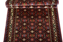 Full view of New Hamedan rug from Iran / Persia, 486 × 80 cm in Red tones