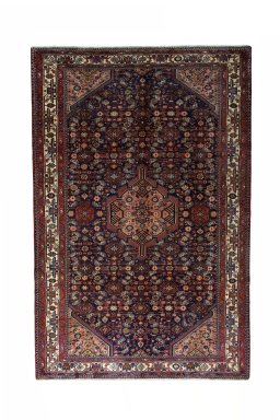 Full view of 2000s Hamedan rug from Iran / Persia, 348 × 230 cm in Blue tones