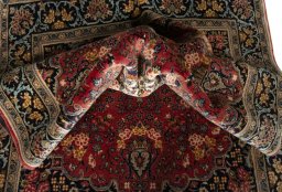 Surface texture of 2000s Hamedan rug with natural Wool and intricate pattern