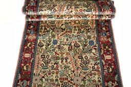 Full view of New Hamedan rug from Iran / Persia, 286 × 82 cm in Beige tones