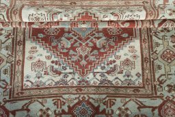 Close-up detail of 1950s Hamedan rug from Iran / Persia showing Wool weave