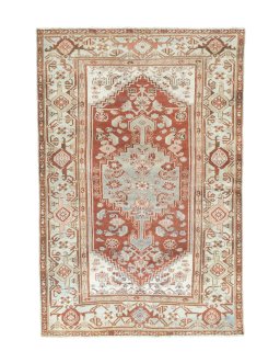 Full view of 1950s Hamedan rug from Iran / Persia, 198 × 130 cm in Red tones
