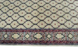 Close-up detail of 1970s Hamedan rug from Iran / Persia showing Wool weave