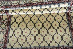 Full view of 1970s Hamedan rug from Iran / Persia, 200 × 140 cm in Beige tones