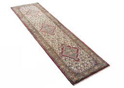 Close-up detail of 2000s Hamedan rug from Iran / Persia showing Wool weave