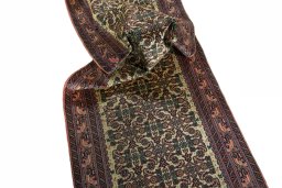 Corner detail of 2000s Hamedan rug showing border pattern and Wool pile