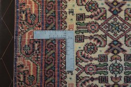 Close-up detail of 2000s Hamedan rug from Iran / Persia showing Wool weave