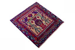 Close-up detail of 2000s Hamedan rug from Iran / Persia showing Wool weave