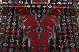Close-up detail of 1930s Hamedan rug from Iran / Persia showing Wool weave