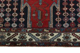 Full view of 1930s Hamedan rug from Iran / Persia, 210 × 131 cm in Red tones
