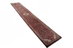 Close-up detail of New Hamedan rug from Iran / Persia showing Wool weave