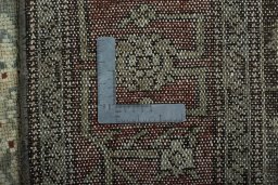 Close-up detail of 1930s Hamedan rug from Iran / Persia showing Wool weave