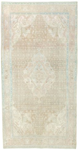 Full view of 1950s Hamedan rug from Iran / Persia, 318 × 167 cm in Brown tones