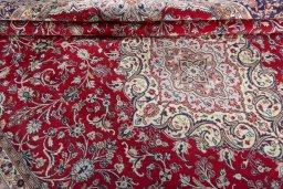 Close-up detail of 2000s Hamedan rug from Iran / Persia showing Wool weave
