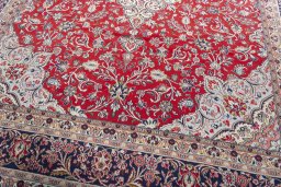 Close-up detail of 2000s Hamedan rug from Iran / Persia showing Wool weave