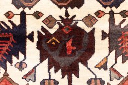Full view of 1975s Hamedan rug from Iran / Persia, 163 × 108 cm in White tones