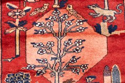 Full view of 1995s Hamedan rug from Iran / Persia, 330 × 100 cm in Red tones
