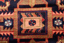 Full view of 1970s Hamedan rug from Iran / Persia, 160 × 115 cm in Dark blue tones