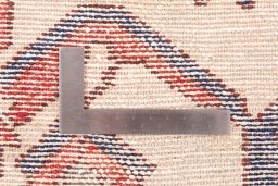 Corner detail of 1975s Hamedan rug showing border pattern and Wool pile