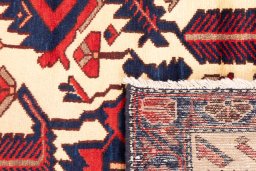 Close-up detail of 1975s Hamedan rug from Iran / Persia showing Wool weave