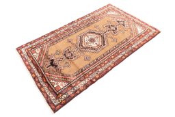 Corner detail of 1996s Hamedan rug showing border pattern and Wool pile