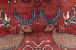 Full view of 1996s Hamedan rug from Iran / Persia, 285 × 97 cm in Red tones