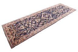 Corner detail of 2001s Hamedan rug showing border pattern and Wool pile