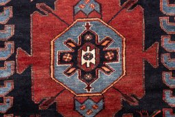 Full view of 1999s Hamedan rug from Iran / Persia, 390 × 110 cm in Dark blue tones